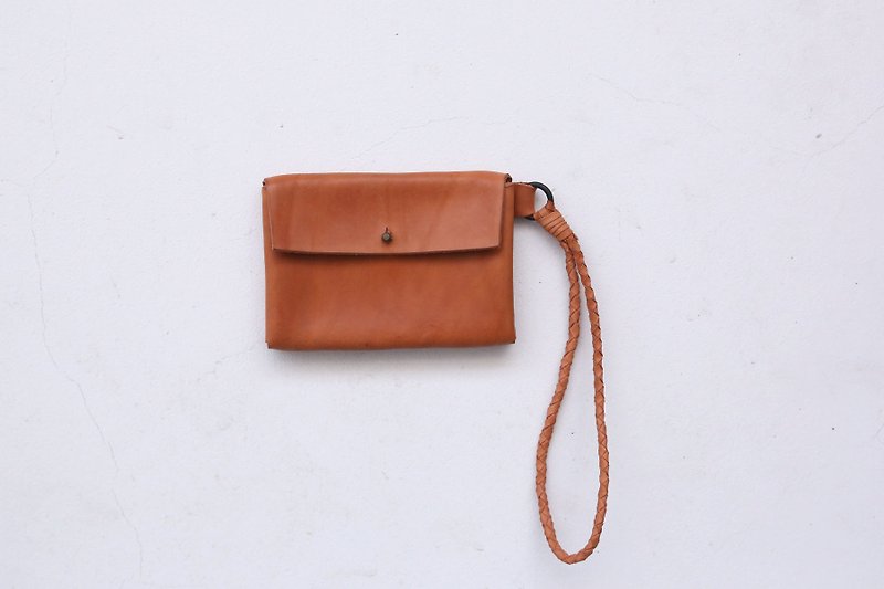 卡夾零錢包（附手編繩） - 長短皮夾/錢包 - 真皮 