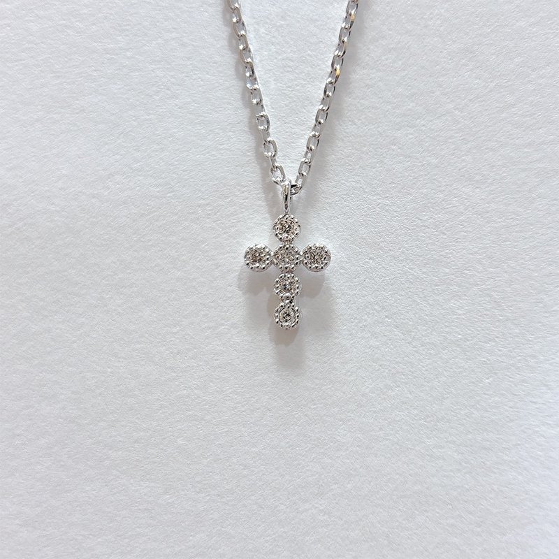 cross diamond necklace - สร้อยคอ - เครื่องประดับ 