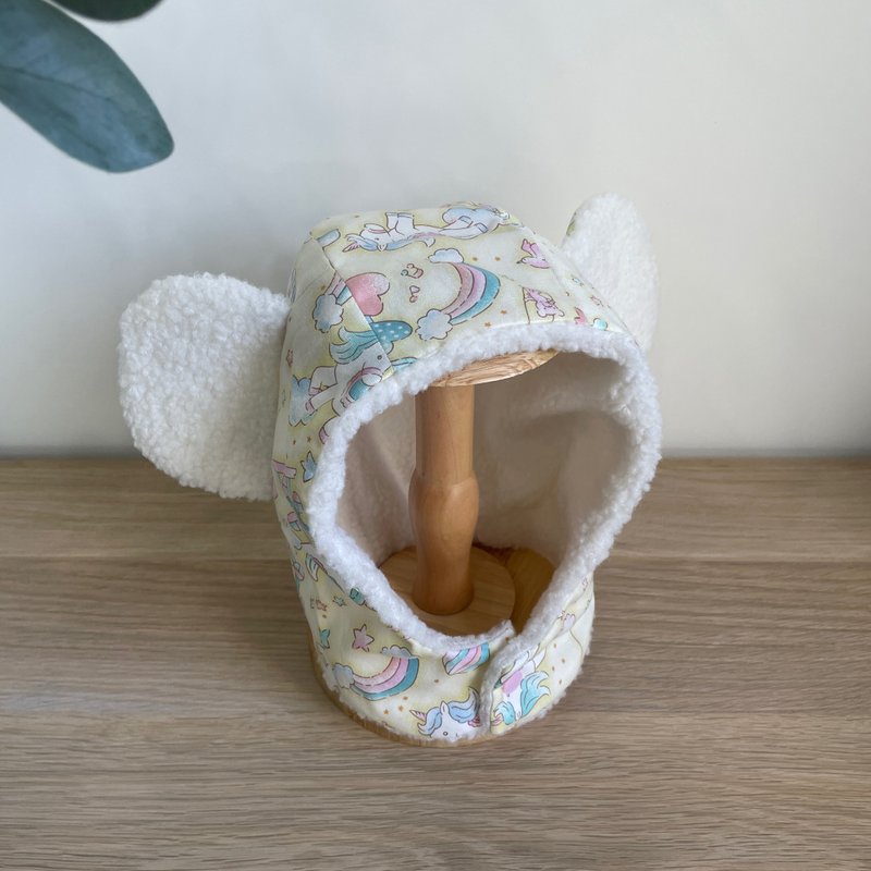 【現貨】・兒童帽子・熊帽・遊樂園款 - 嬰兒帽子/髮帶 - 棉．麻 黃色