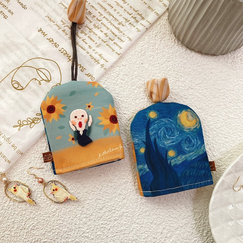 Illustration Key Case | Van Gogh | Littdlework - ที่ห้อยกุญแจ - วัสดุกันนำ้ สีน้ำเงิน