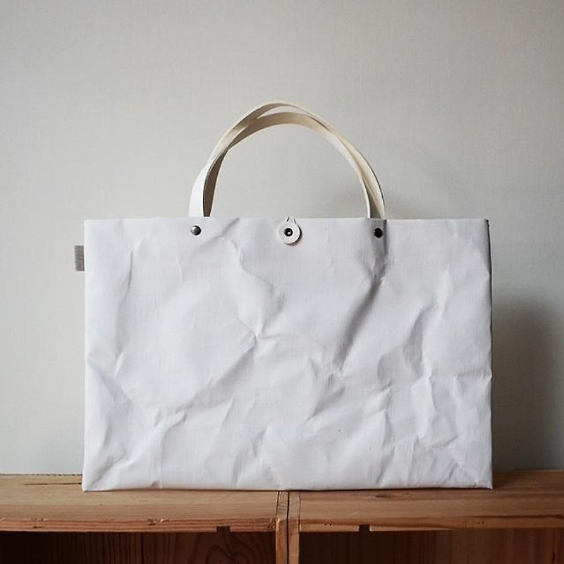 Leather Handle Lesson Bag P6 (B4) - กระเป๋าถือ - วัสดุอื่นๆ ขาว