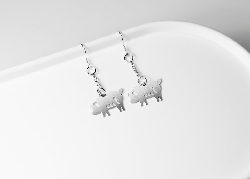 Chinese Zodiac-Pig Earrings [Mini Style]_Animal Series_造题 - Earrings & Clip-ons - Other Metals Silver