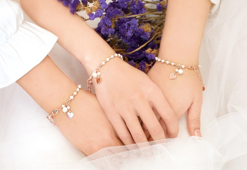 6 group bridesmaid bracelet*rose pearl She Lovely*customized lettering * sister group - Bracelets - Gemstone Pink