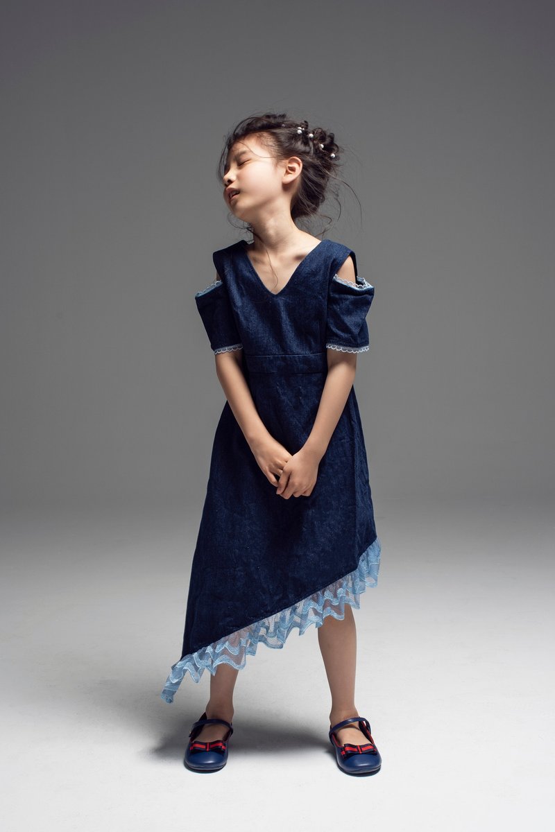 Denim Dress with Ruffle Trim / SS2019 - 男/女童禮服 - 其他材質 