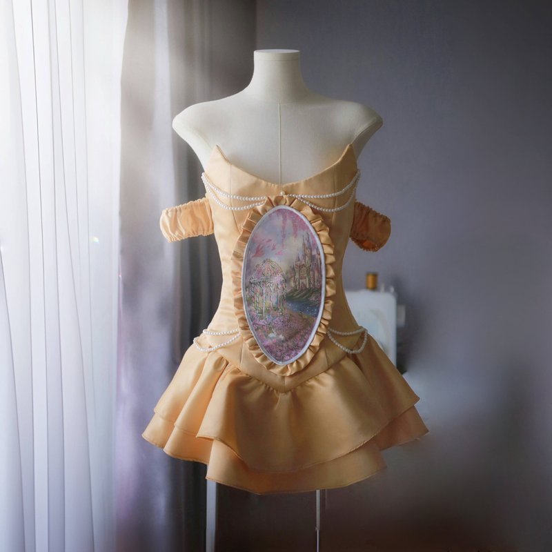 Paint Dress (Canvas of Elegant) - One Piece Dresses - Polyester Gold