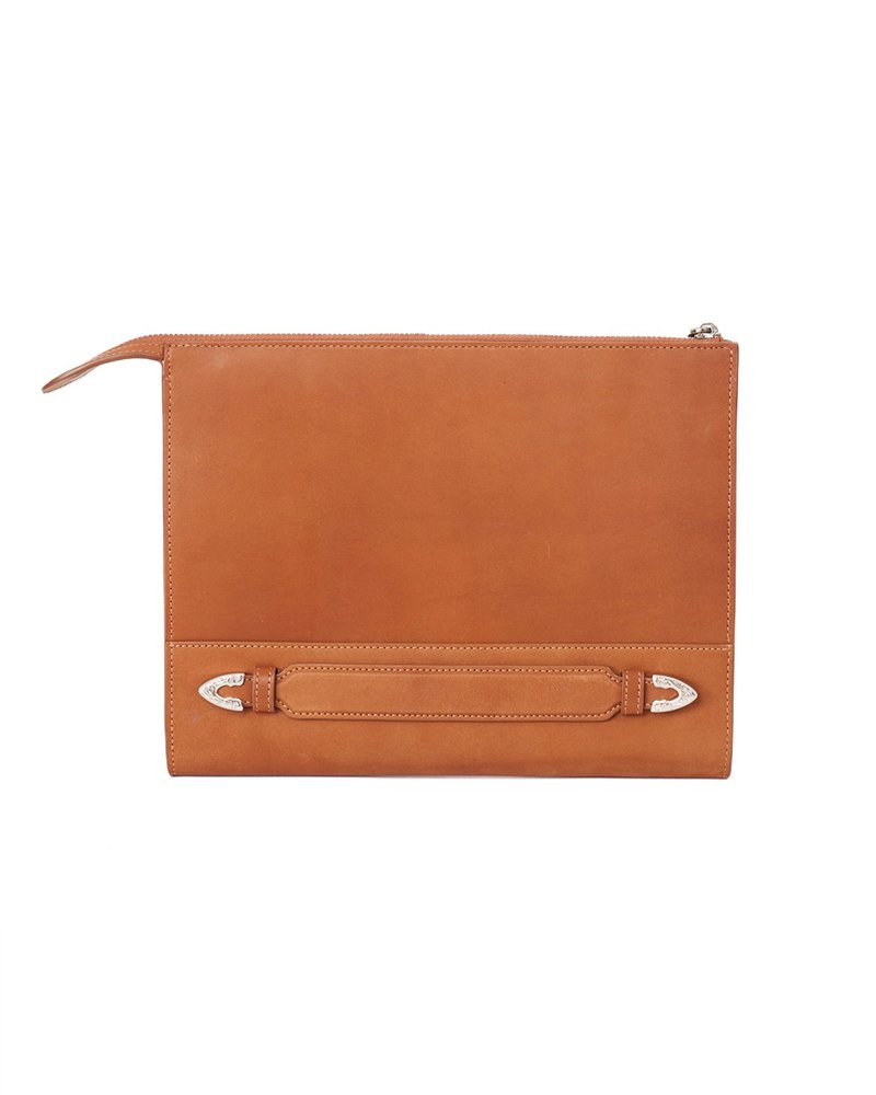 Aperol Clutch Brown Leather Bag Clutch Bag Vegetable Tanned Cowhide Office Men's Wear - กระเป๋าถือ - หนังแท้ สีนำ้ตาล