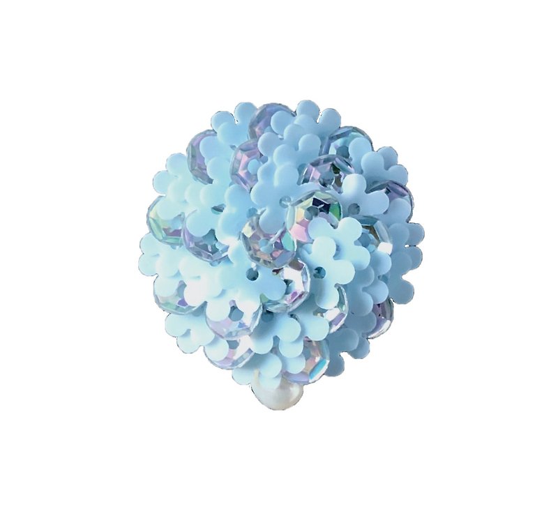 Circle Earring Kit with Flower Paillette - เย็บปัก/ถักทอ/ใยขนแกะ - วัสดุอื่นๆ สีน้ำเงิน