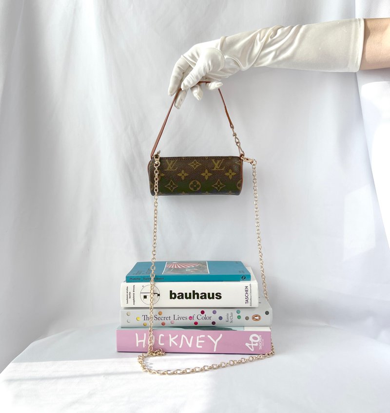 LV Monogram Papillon小圓筒形手提袋 贈送肩帶側斜背包 中古 - 側背包/斜背包 - 真皮 咖啡色