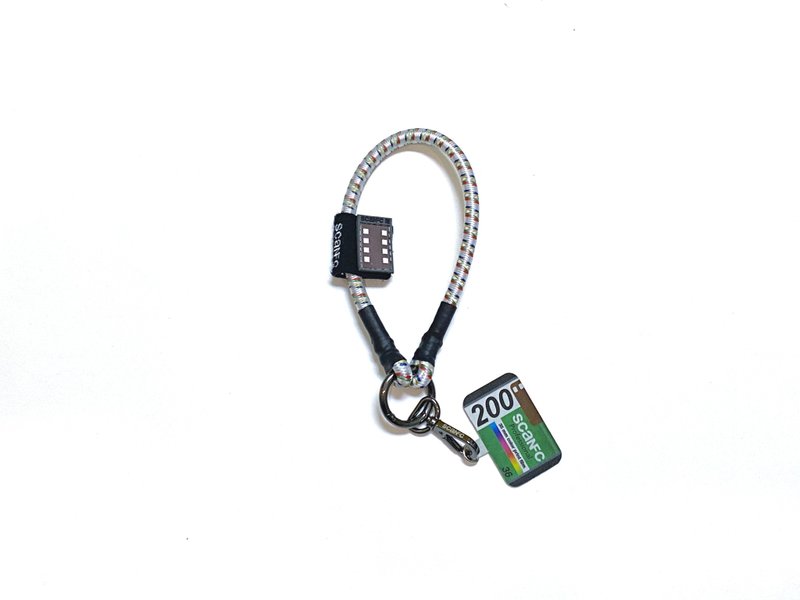 SCANFC silver-white and colorful elastic wrist cord with phone piece (film) - Lanyards & Straps - Other Materials 