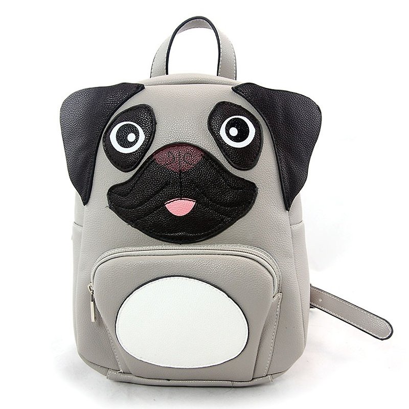 Sleepyville Critters - Mini Pug Backpack - Backpacks - Faux Leather Gray