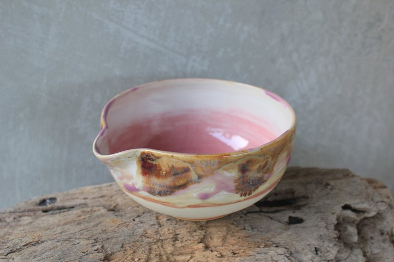 12 Ounce | 350 ML Chawan Bowl with Spout | Pink Tea Cup - 花瓶/花器 - 陶 粉紅色