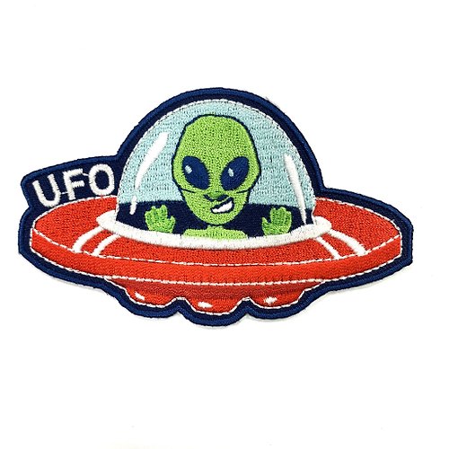 A-ONE 外星人UFO 外套皮夾 皮包 手機 刺繡貼布 電繡貼 背膠補丁 電繡刺