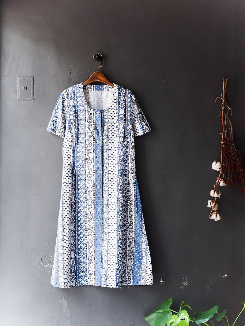 River Water Mountain - Kumamoto Island Water Blue Frenzy Youth Girl Antique Cotton One Piece overalls oversize vintage dress - One Piece Dresses - Cotton & Hemp Blue