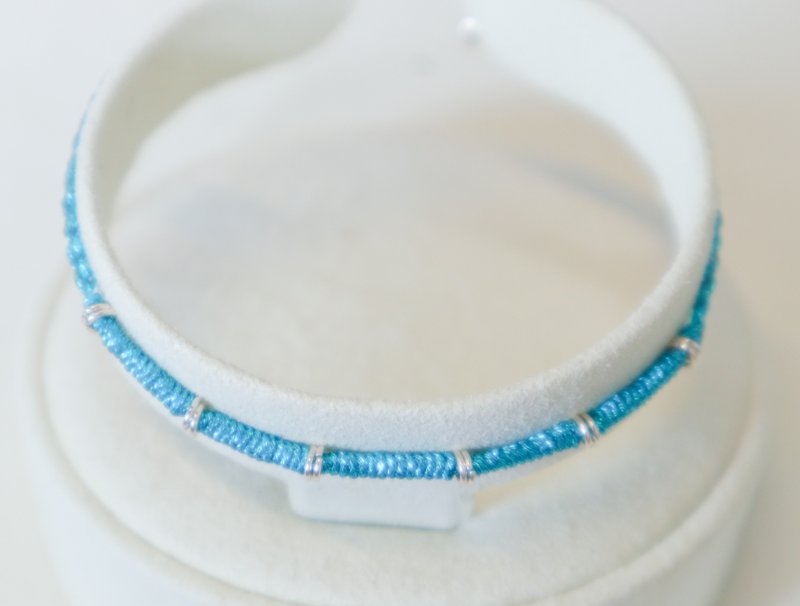 925 sterling silver Bamboo lucky bracelet Bamboo is rising steadily-hand-woven-lucky bracelet - สร้อยข้อมือ - เงินแท้ สีเขียว