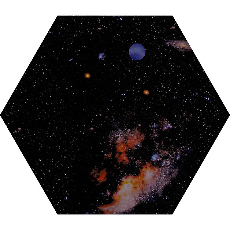 HHAW33 (Galaxy) - MIT pseudo-porcelain hexagonal tile stickers (no glue residue)