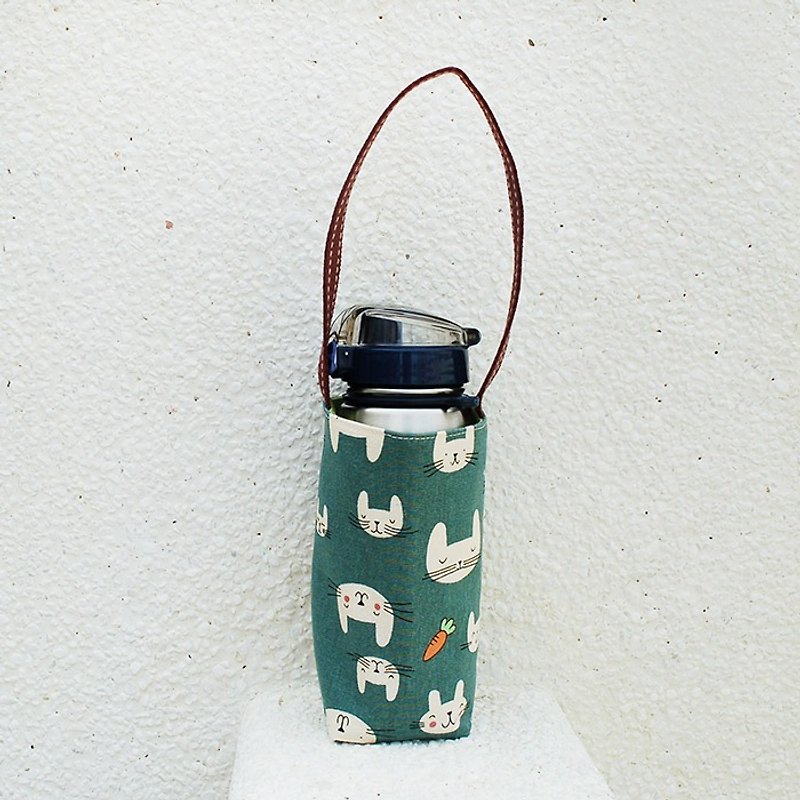 小兔胡蘿蔔_綠 水壺袋 - 杯袋/飲料提袋 - 棉．麻 綠色
