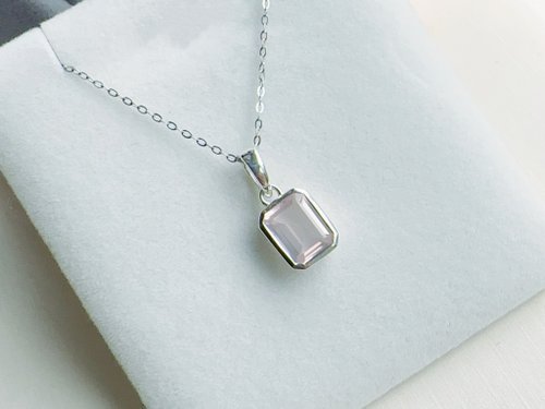 Esme Accessory 天然切麵粉晶 純銀項鍊 清雅粉嫩 透亮 質感簡約 好人緣七夕情人
