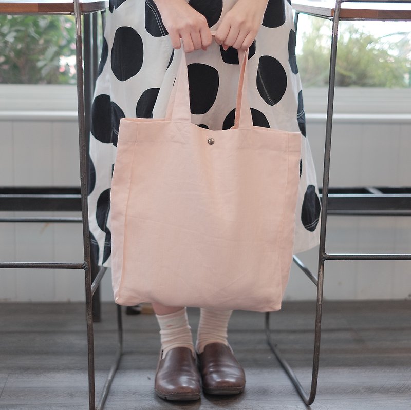 Casual Linen Tote Bag (Rose Pink) - Handbags & Totes - Cotton & Hemp Pink