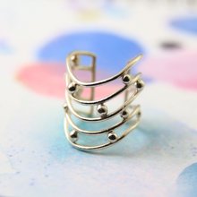 925スターリングシルバー[トラック]スターリングシルバーリング/オープンリング/ラインとサークル/スタートラック/リングの円周を調整できます