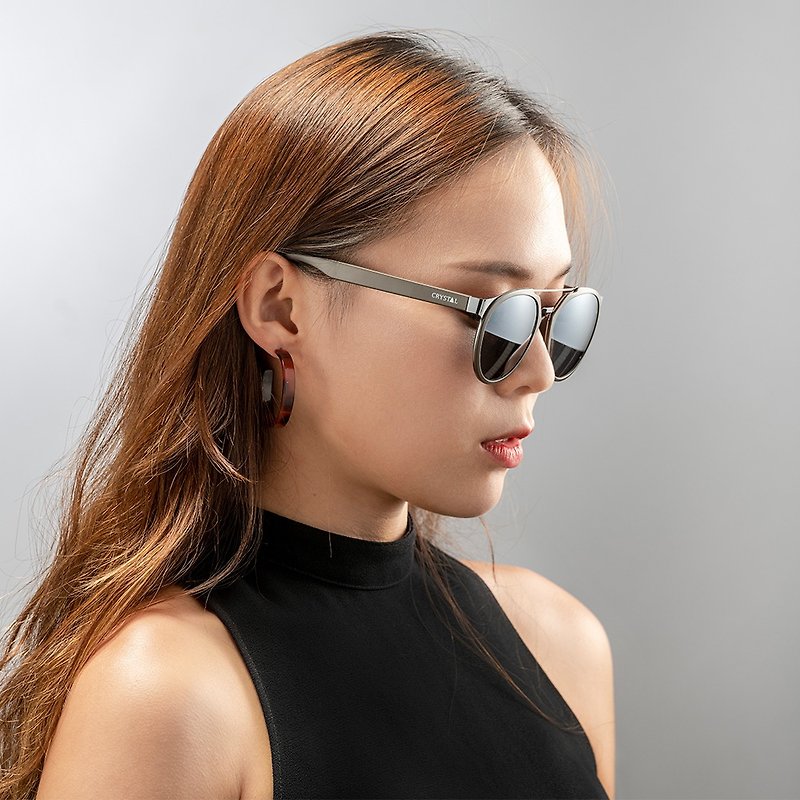 Basic mirrorless coating | 15E matte gray | bright glass polarized sunglasses - แว่นกันแดด - แก้ว 
