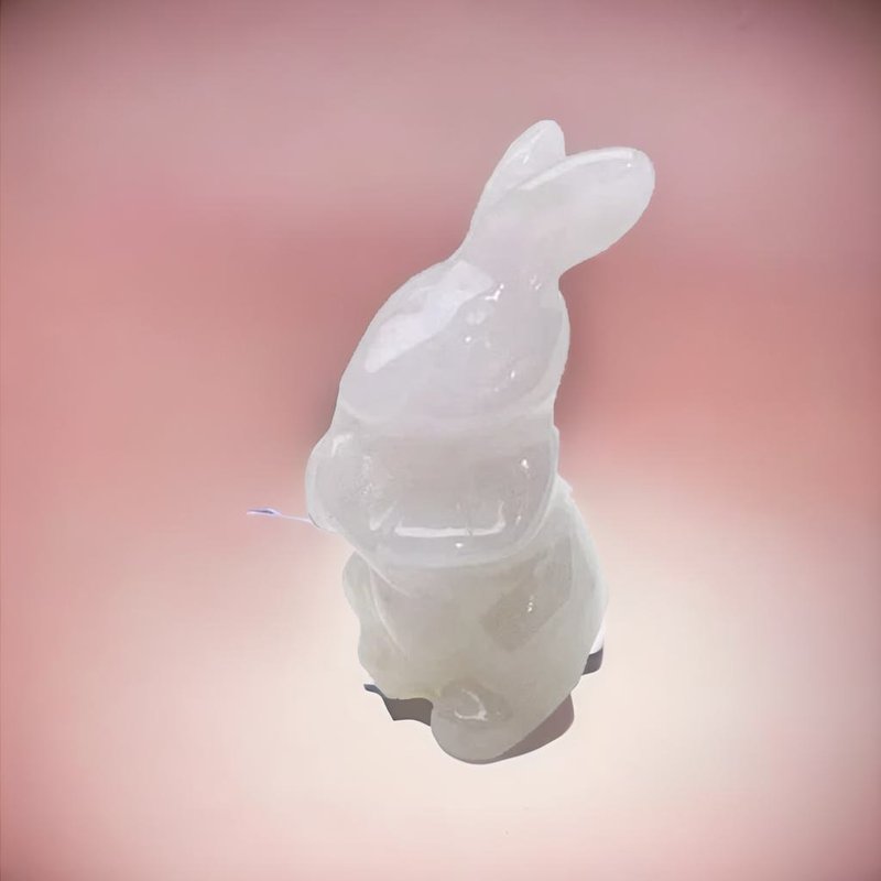 [Money Rabbit is Like Brocade] Ice and Waxy Jade Rabbit Ornament | Natural Burmese Jade A Grade | Gift - ของวางตกแต่ง - หยก ขาว