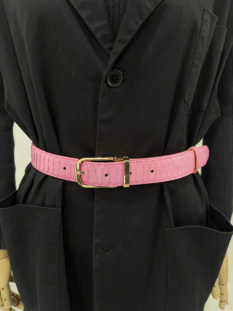Snakeskin Belt  Python Leather Belt Custom Leather Belt Man Woman Belt - 皮帶/腰帶 - 真皮 粉紅色