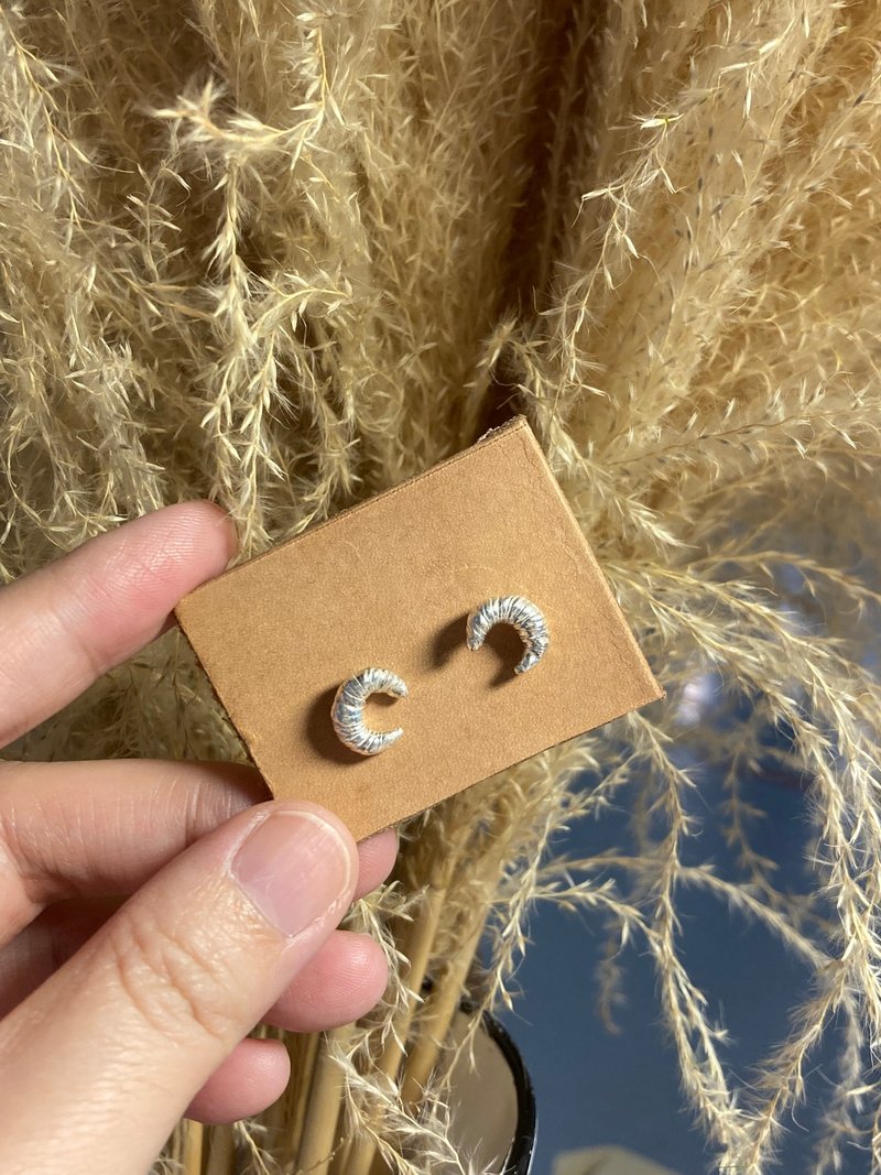 Croissant Earring Posts - ต่างหู - เงินแท้ สีเงิน