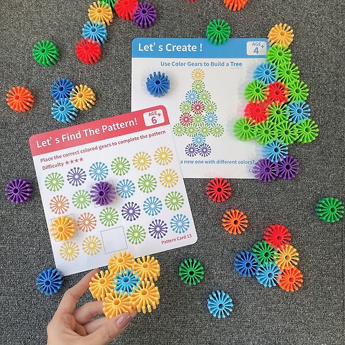 GiSCOO／Fun Learning STEAM Toy Set Giscoo STEAM 益智教具組 ─ 百變齒輪 | 20張全英文雙面圖卡