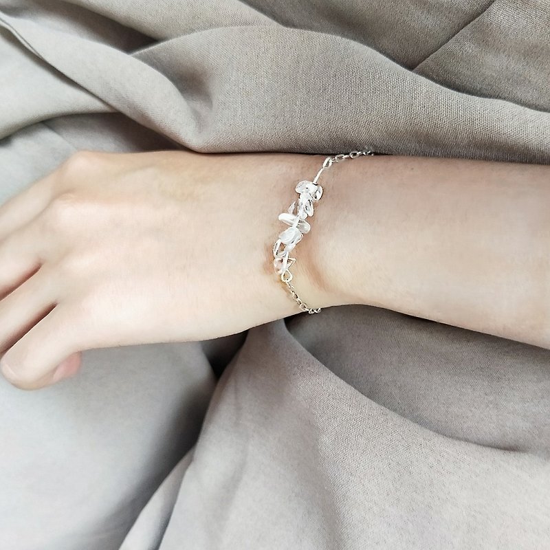 │Simple│Natural stone • Sterling silver bracelet • Irregular - Bracelets - Other Metals 