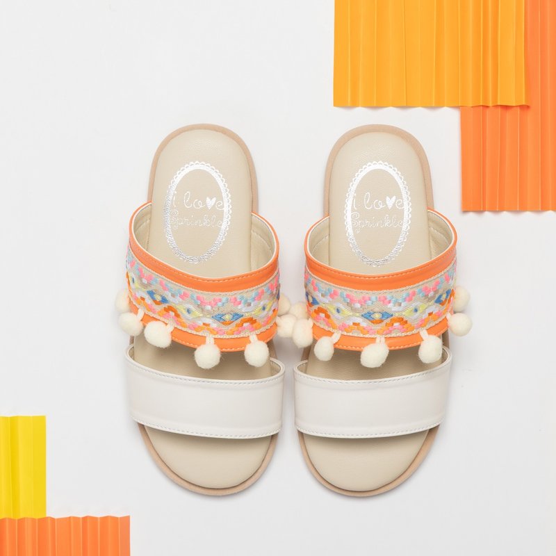 Demi 波西米亞風橘色涼拖鞋 - 男/女童鞋 - 其他材質 