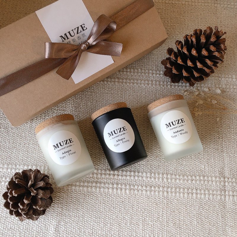 [Recommended gifts for exchange] Handmade scented candles Black and White Key Trilogy 65g single purchase/three-in-one discount set - Candles & Candle Holders - Wax White