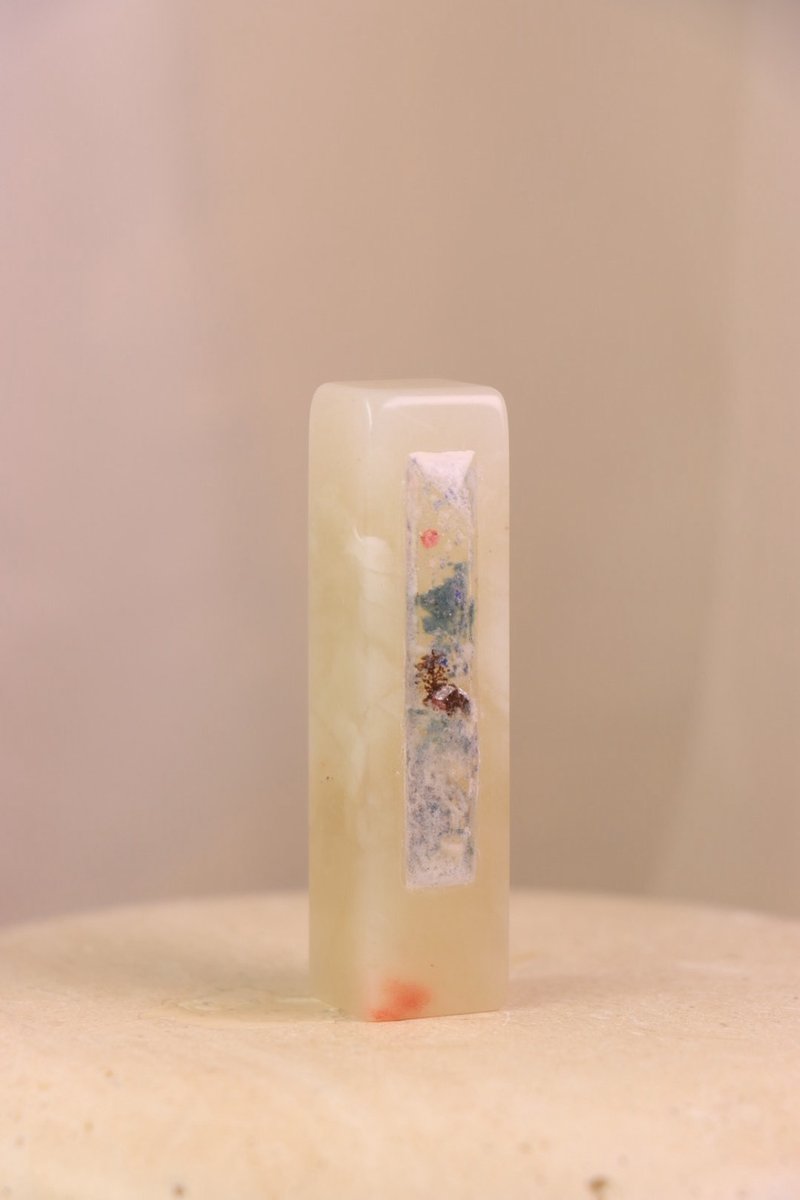【日好手工刻印・原創樹脂單章】流緒微夢 - 印章/印台 - 石頭 白色