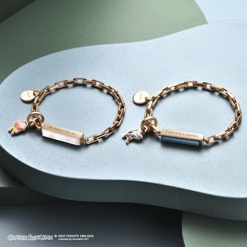 Crayon Shinchan Customized Box Chain Gemstone Bracelet (4 Colours) - สร้อยข้อมือ - โลหะ สีทอง