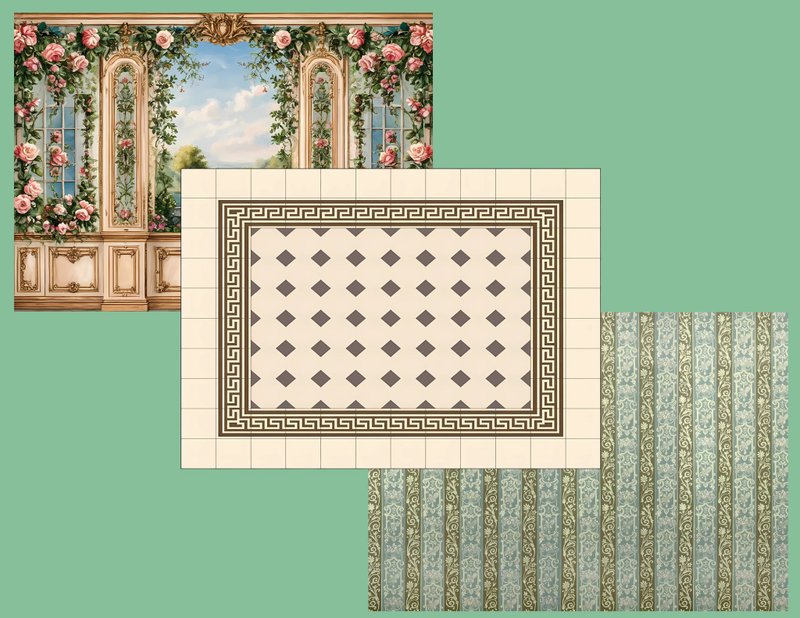 Digital printing. Wallpaper for a dollhouse. 1:12. Author's design. - 其他數位設計 - 其他材質 