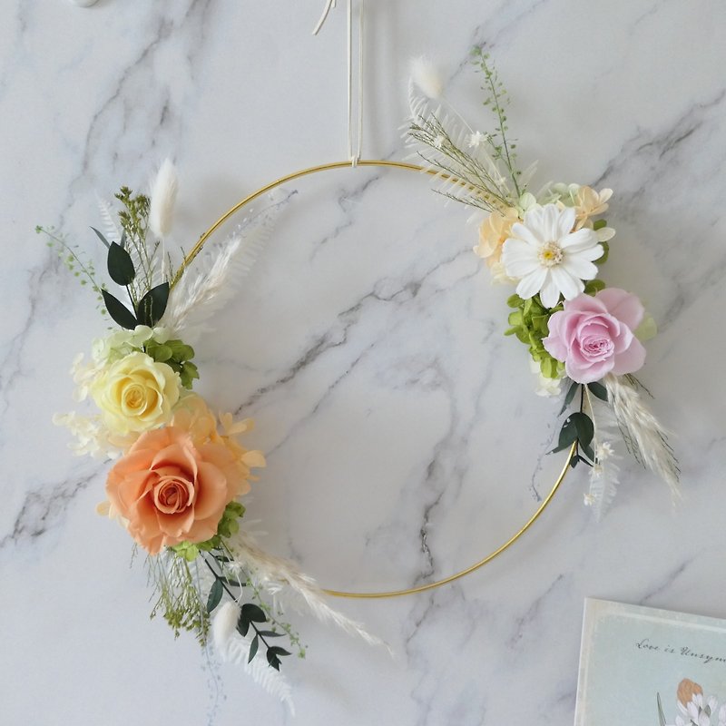 [Clear Metal Preserved Flower Garland] Preserved Flowers/Spring Garland/Hanging Decoration/New Home Gift - Dried Flowers & Bouquets - Plants & Flowers 