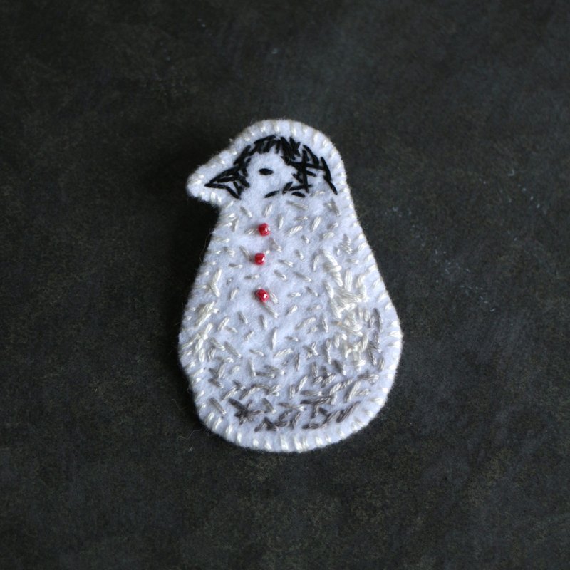 動物插畫系列 / 企鵝 刺繡胸針 - 徽章/別針 - 繡線 白色
