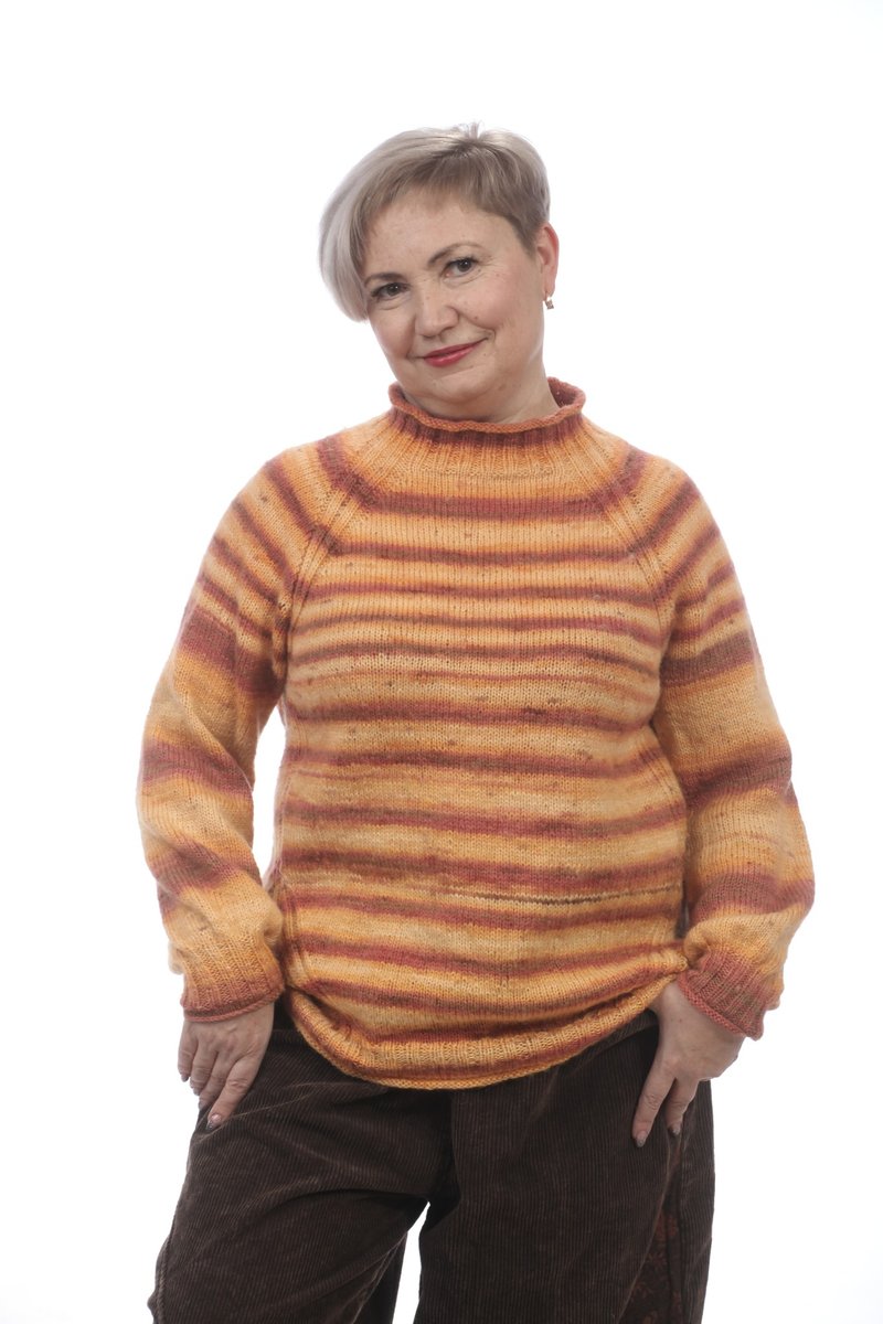 Sweater Jumper hand knit striped mohair - Women's Sweaters - Wool Multicolor