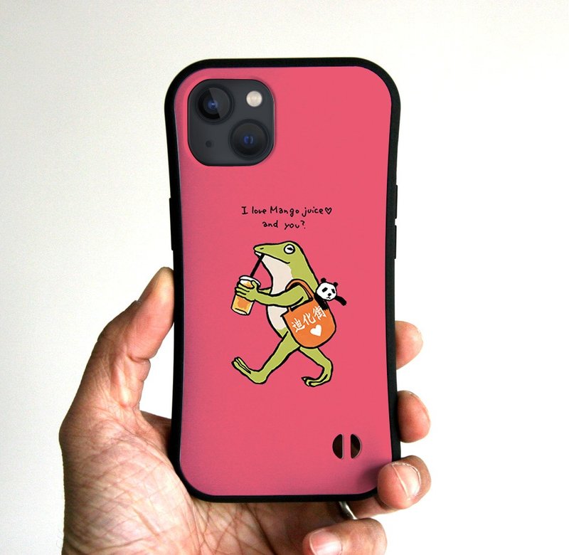 グリップiPhoneケース　台湾散歩青蛙くん　ピンク - 手機殼/手機套 - 塑膠 灰色