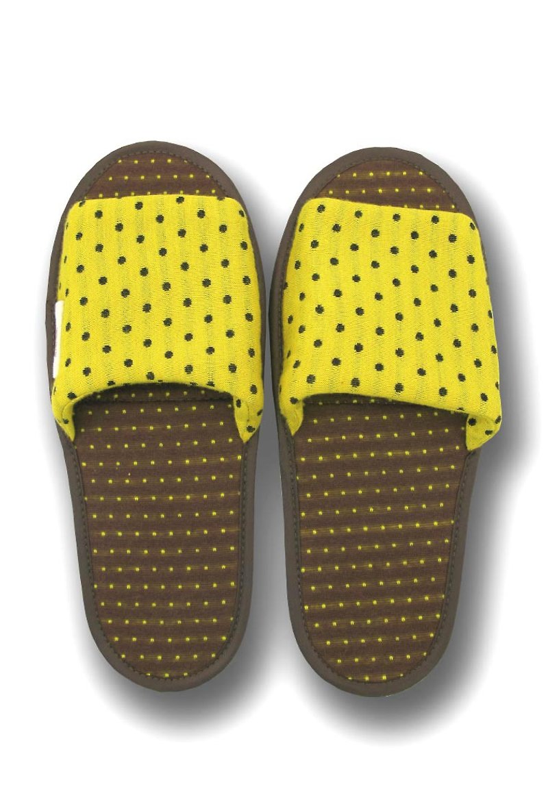 Mizutama Sleep Slippers - Yellow & Brown - Slippers - Cotton & Hemp Yellow