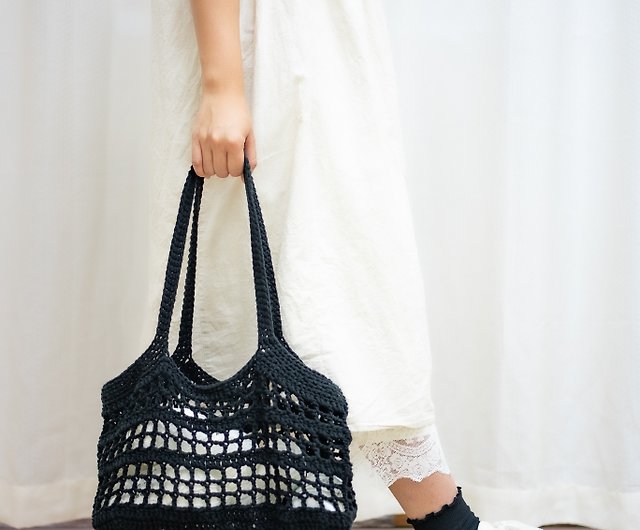 かぎ針編みのシンプルなメッシュバッグ - ショップ woodyin ショルダー