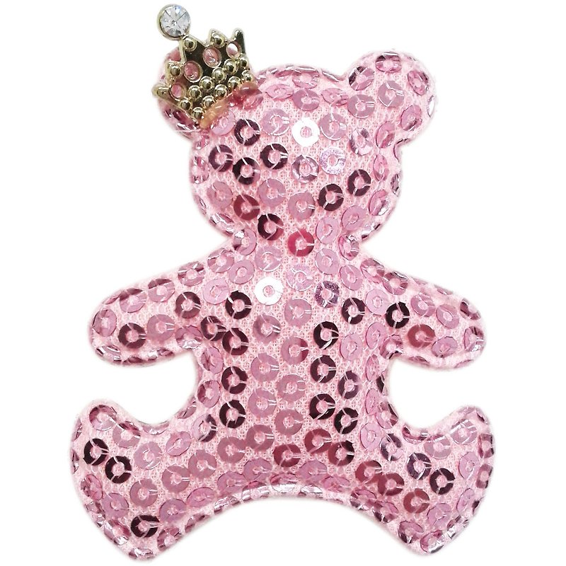Cutie Bella sequined bear hairpin all-inclusive cloth handmade hair accessories Bear Sequin-Pinky - Hair Accessories - Polyester Pink