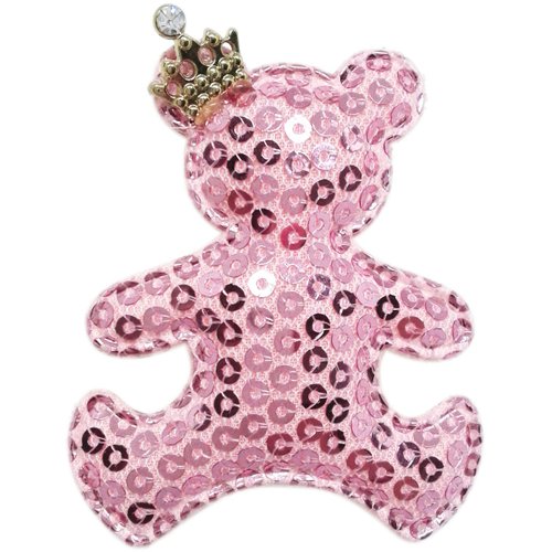 Cutie Bella 美好生活精品館 Cutie Bella 亮片小熊髮夾 全包布手工髮飾Bear Sequin-Pinky