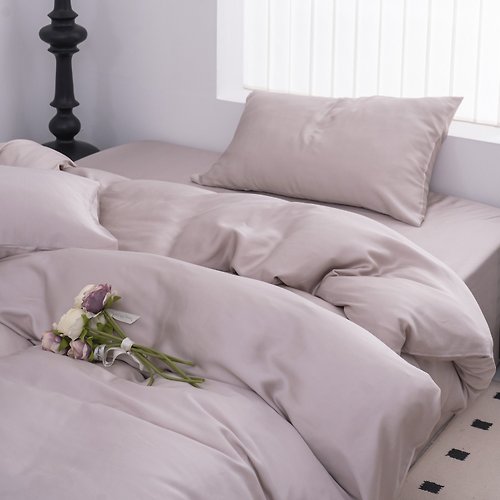 Lasol睡眠屋 60支100%天絲-莫蘭迪床包枕套兩用被套組-藕然相遇