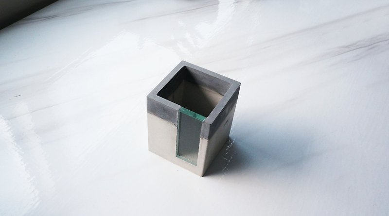Mud and Glass-Dark Gray and Gray | Cement Basin/Candle Light (Designed and made in Taiwan) - Plants - Cement Gray