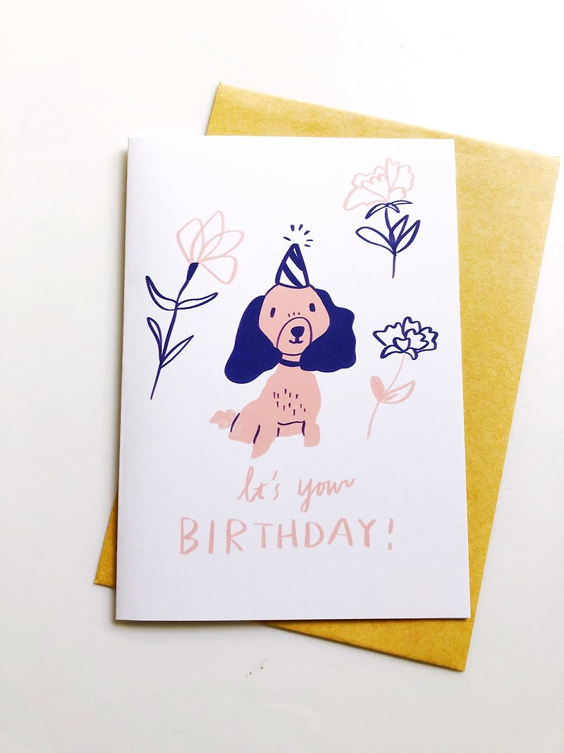 Cocker spaniel with birthday hat - Cards & Postcards - Paper Pink