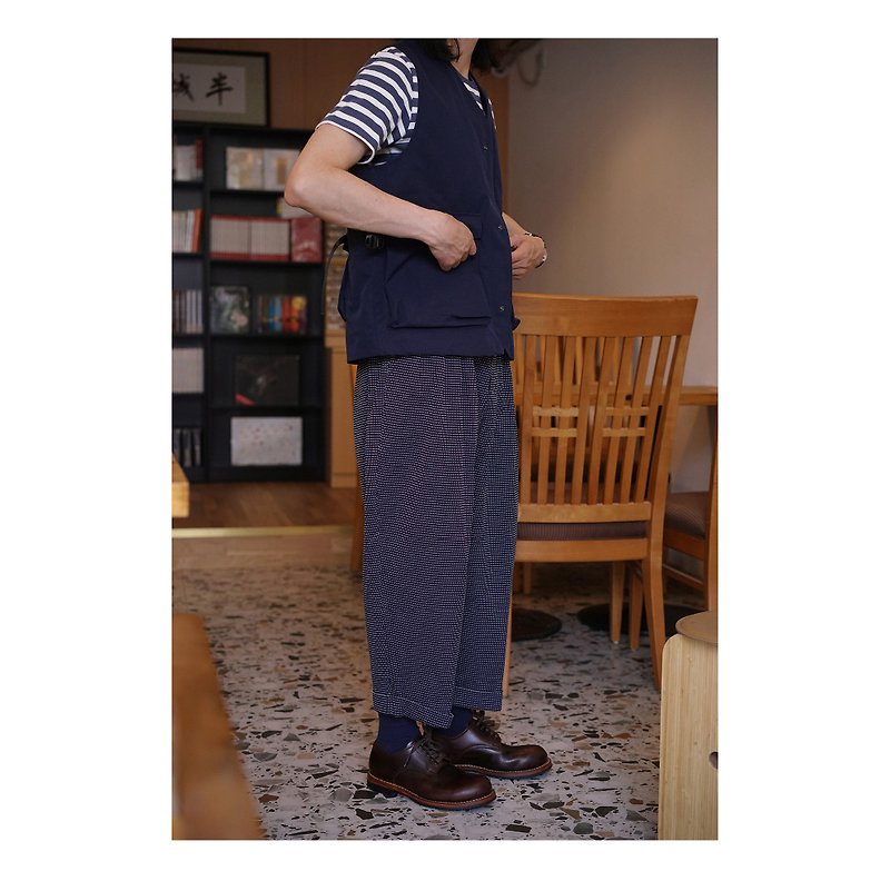HighWaist Dot Pants Cropped Italian-made vintage high-rise tapered pants - Men's Pants - Other Materials Blue