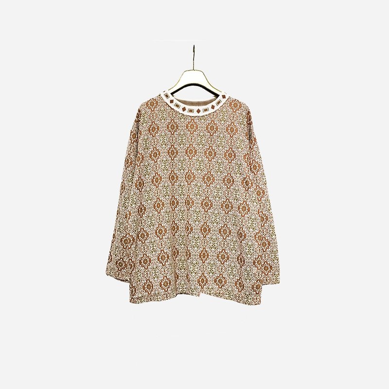 Dislocation vintage / continuous pattern round neck shirt no.1228 vintage - Women's Tops - Other Materials Brown