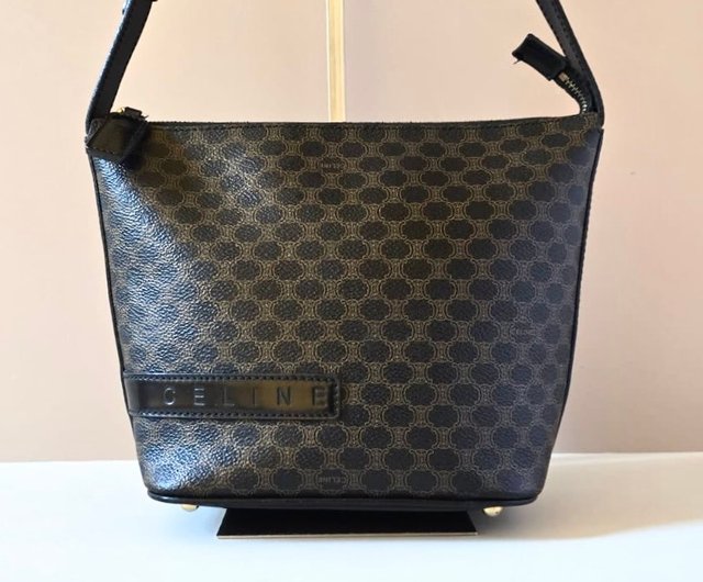 ヴィンテージ セリーヌ 黒 マカダム柄 ランチボックスバッグ