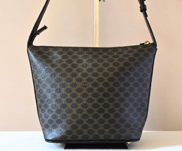 ヴィンテージ セリーヌ 黒 マカダム柄 ランチボックスバッグ