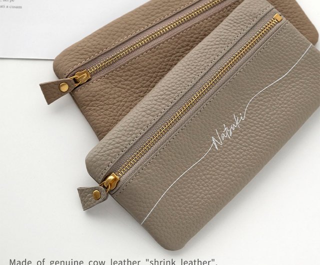 本革 トップファスナーポーチ 【 Nuance 名入れ 】 マルチポーチ